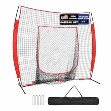 Baseball Softball Practice Net 7x7 ft Fiberglass Pole Steel Base Carry Bag