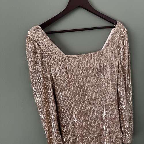 Lilly Pulitzer Zelda Skirted Romper Formal Dress Gold Sequin Long Sleeve Size 0 - Picture 4 of 13