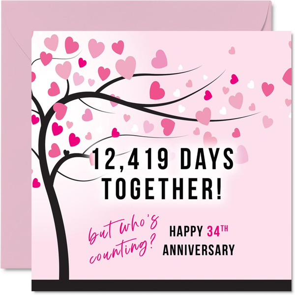 Lustige Karte Zum 34. Hochzeitstag FüR Frau Oder Ehemann – 12419 Days Together –-image