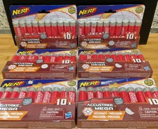 6 Nerf Accustrike Mega Dart Series Refill 10 Count, 60 Darts Hasbro Toy NEW