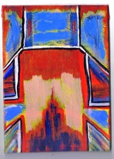 EMPIRE IN FOCUS Painting 5x7 Acrylic Canvas Urban City Building New York