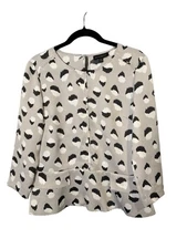 BANANA REPUBLIC Size S Gray Black and White Abstract Polka Dot Print