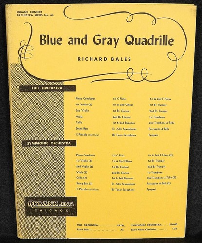 Rubank Blue and Gray Quadrille Orchestra Sheet Music Score Book by Richard Bales - Picture 1 of 7