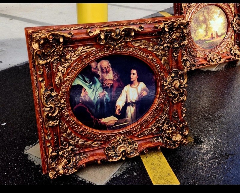 Antique Ornate Painting Frame, Photograph Vs Oil Pair Large 37 X 34"