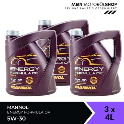 Mannol Energy Formula OP 5W-30 VW BMW MB 229.52/229.51 3x4 Liter = 12 Liter