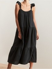 J.Crew Factory Trapeze Maxi Dress Tiered Black Sz XS