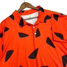 Obnoxious Golf 2XL Polo Shirt Orange Flintstones Style Golfing Bright Mens