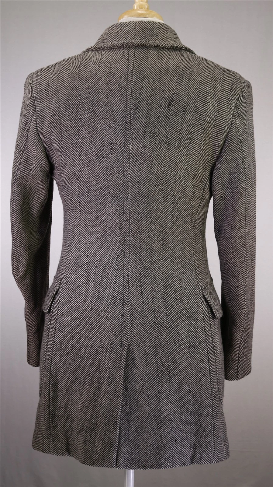 Tom Ford Black Tan Tweed Herringbone Wool Silk Double Breasted Overcoat 38 40 - product detail image 6