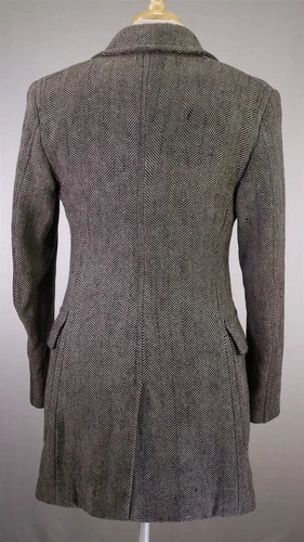 Tom Ford Black Tan Tweed Herringbone Wool Silk Double Breasted Overcoat 38 40 image 6