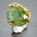 Handmade 15 ct+ Natural Green Beryl Ring 925 Sterling Silver Size 7 /R474285