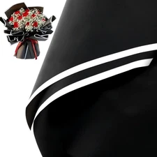 20 Sheets Flower Wrapping Paper Black White