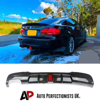 For BMW 3 Series E92 E93 M Sport Carbon Fibre Valance Diffuser Splitter W/LED