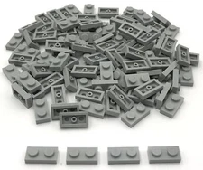 Lego 100 New Light Bluish Gray Plates 1 x 2 Studs Pieces