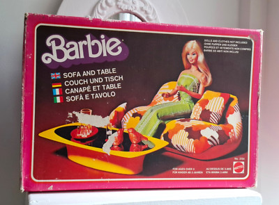 Vintage Barbie Mattel _ orig. #2156 Dream Furniture SOFA & TABLE yellow 1977 HTF