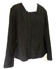 Flax By Jeanne Engelhart Reversible Jacket Top Medium Black Linen Snugger Shirt