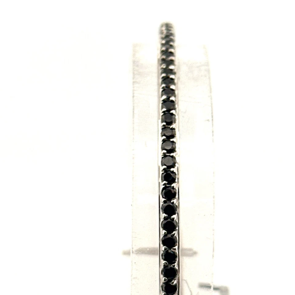 Black Spinel Gemstone 18K White Gold Hinged Bangle Bracelet - Image 2 of 4