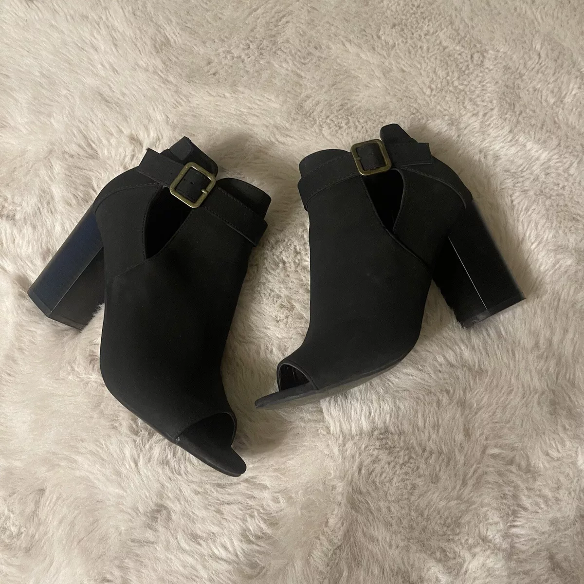 Macy's black store suede booties