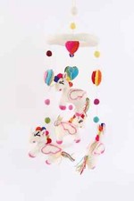 Handmade Unicorn and Heart Baby Mobile - 100 New Zealand Wool, Hypoallergenic,