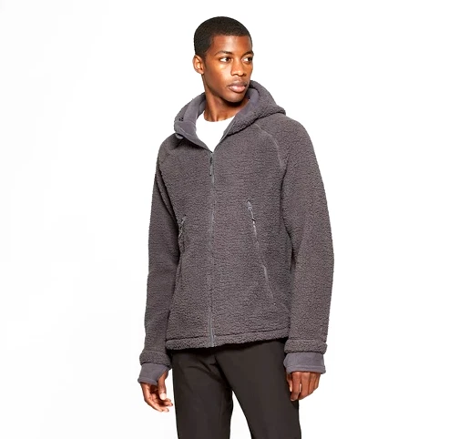 C9 Champion Men's Sherpa Lined Fleece Hooded Jacket - Charcoal Grey, XXL