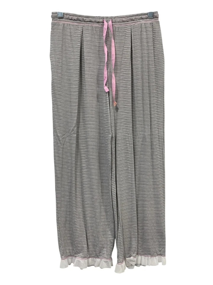 Conjunto de pijama con volantes de malla Layla talla pequeña mediana rosa gris a rayas salón Foto 3 de 4