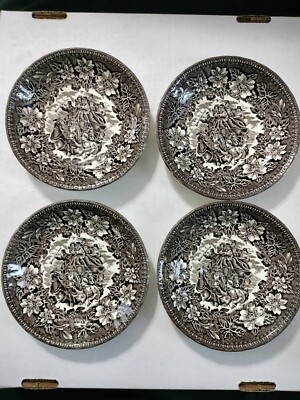 4 Vtg 5.75'' Royal Tudor Ware Coaching Taverns 1828 Staffordshire England Saucer