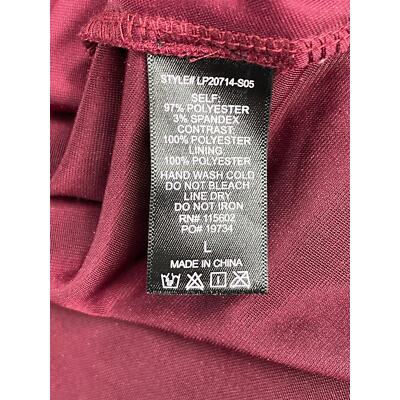 Lush Romper Womens Large Red Velvet Short Long Sleeve Mesh Deep V