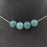 Steine Und MinéRaux. Halskette 4 Perlen Aquamarin 8 Mm. Kette Stahl GefräSt