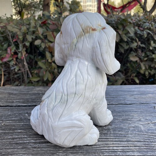 12.9LB 8.8" Natural Xiuyan Jade Dog Sculpture Quartz Crystal Carving Healing C5 - Picture 7 of 11