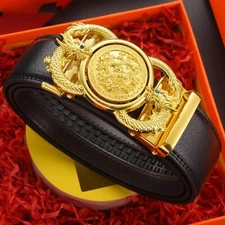 Luxury Genuine Leather Belt Automatic Dragon Buckle Waist Belt Strap for Jeans