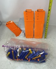 3 Nerf N-Strike Elite Curved 10 & 18 Round Magazine Clip Replacement & Dart Lot.