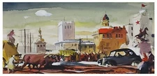 Signed Original HARDIE GRAMATKY Watercolor Painting “Retreat from Moscow”, 1941