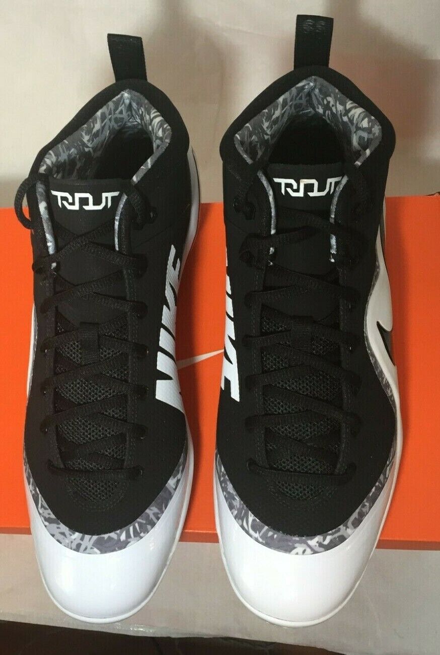 Nike Force Zoom Trout 4 Mens 91 Black half White cheap Cleats Baseball Grey