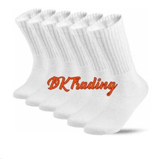 5-100 Men's White Dozens wholesale Bulk Lots Sports Cotton Crew Socks 9-11 10-13