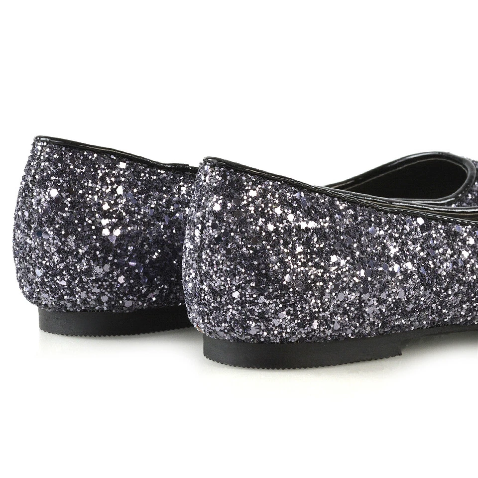 Womens Pointed Ballet Flats Ladies Sparkly Glitter Slip On Pumps Shoes Size 3-9 - Image 2 of 4