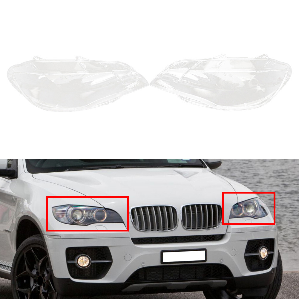 Front Lamp Lens Cover Headlight Lampshade Transparent Fit BMW X6 E71 2008-2014