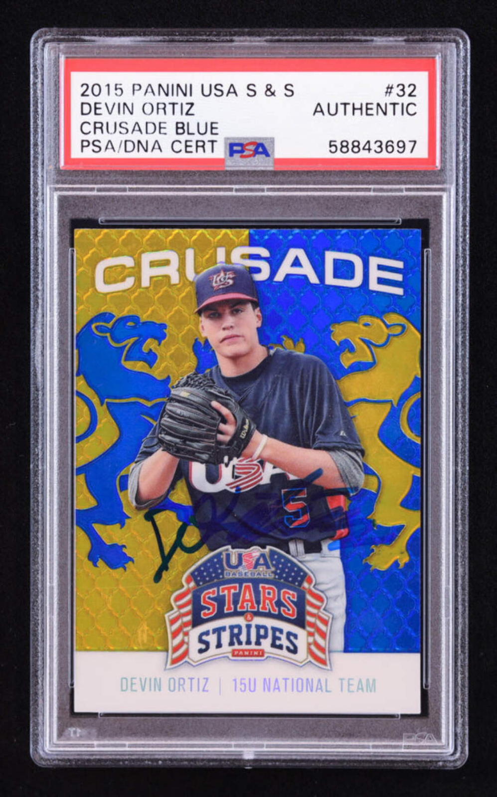 Devin Ortiz Signed 2015 USA Baseball Stars and Stripes Crusade Blue #32 RC (PSA)