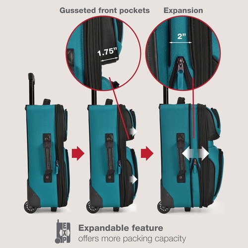 2-Pcs Polyester Carry-on Suitcase w/ Tote, Soft Shell Lightweight Luggage Set - Picture 6 of 10