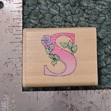 Noteworthy Initial "S" Rubber Stamp Craft Rose 1994