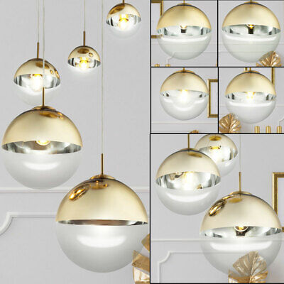 Decken Design Pendel Hänge Lampe Leuchte Kugel Glas GOLD Beleuchtung Ess Zimmer
