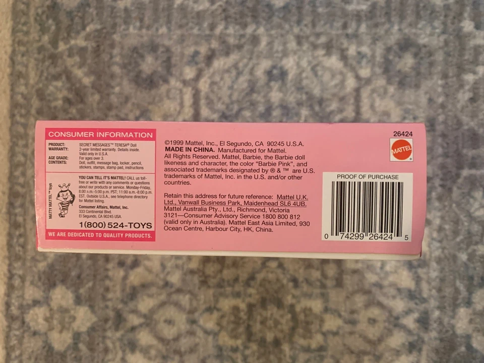 MENSAJES SECRETOS TERESA AMIGA DE BARBIE MATTEL 1999 DE COLECCIÓN NUEVOS EN CAJA # 26424 Foto 3 de 3