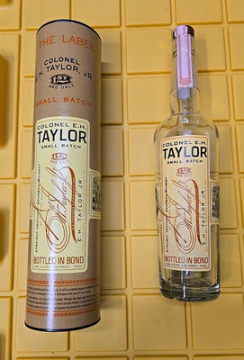 Colonel EH Taylor Small Batch Bourbon empty Whiskey Bottle w/Tube & cork