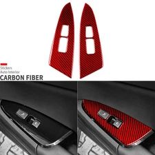 Red Carbon Fiber Rear Window Lift Switch Cover Trim For Kia Sportage NQ5 2022-25