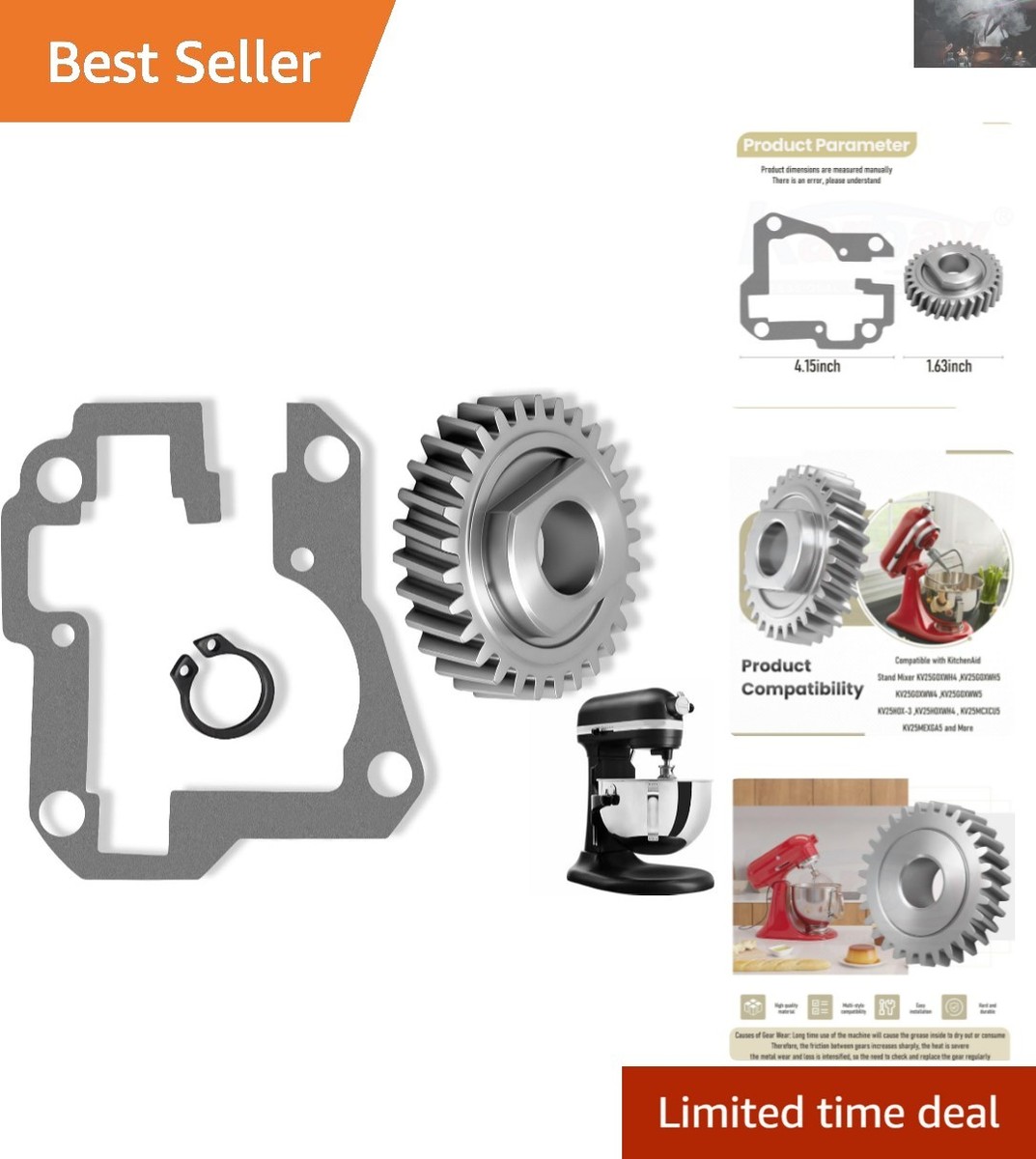 9706529 KitchenAid Replacement Gear Parts Set - Gear, Gasket