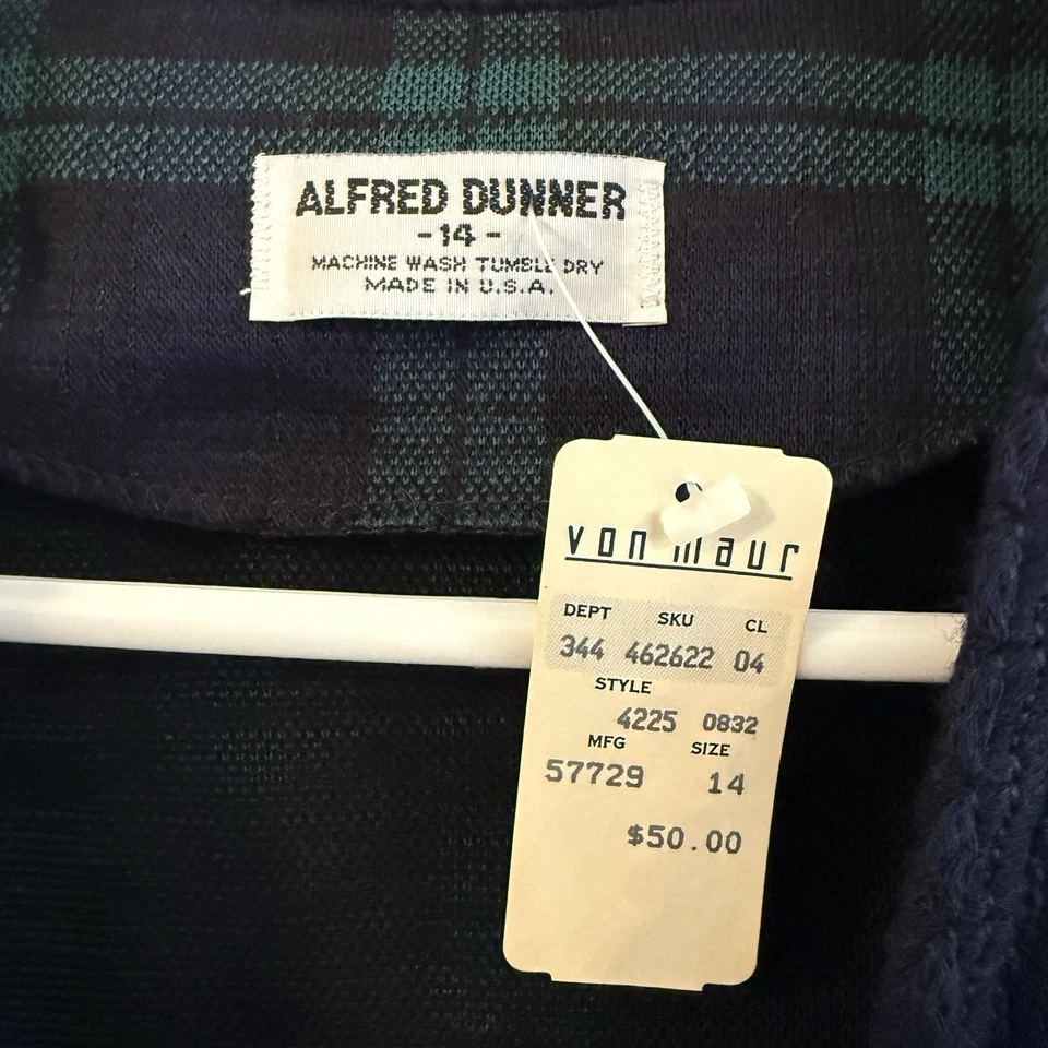 NEW Vintage 90’s Womens Alfred Dunner 2 Piece Plaid Open Jacket Pants Set 14/16 - Image 4 of 4
