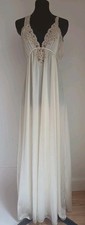 Kayser Ivory Nylon Lace Shoulder Strap Slip Nightgown Romantic Bridal Vtg Sz Med