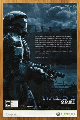 2009 Halo 3 ODST Xbox 360 Vintage Print Ad Official Video Game 13x19 Poster