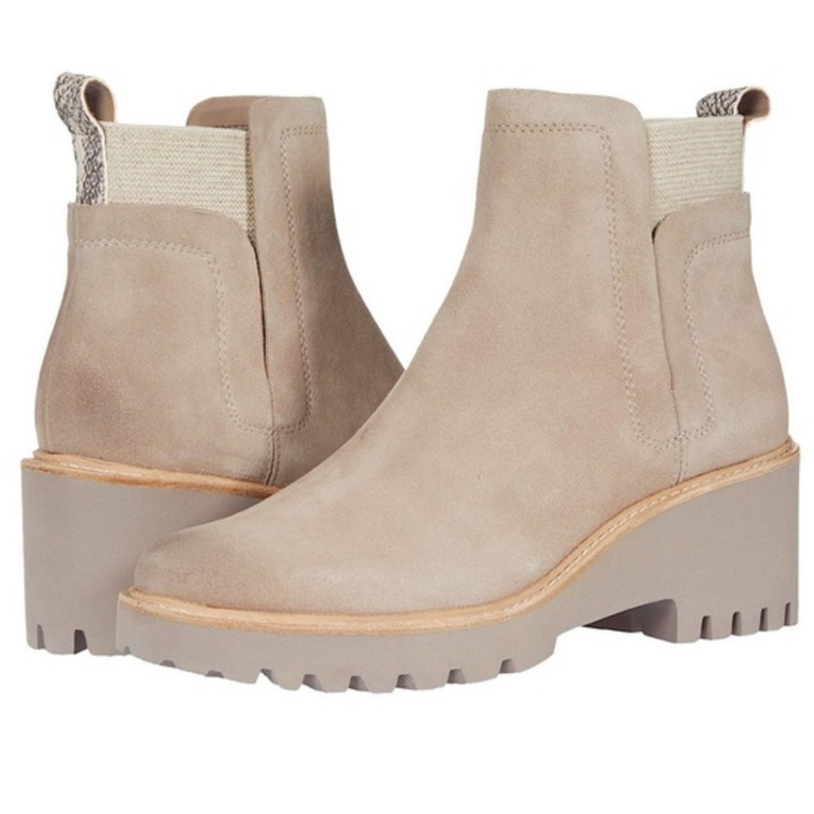 SAOLA Stivali Chelsea Dolce Vita scamosciati Rango suola a strappo grossa taglia 9 5 pietra naturale marrone