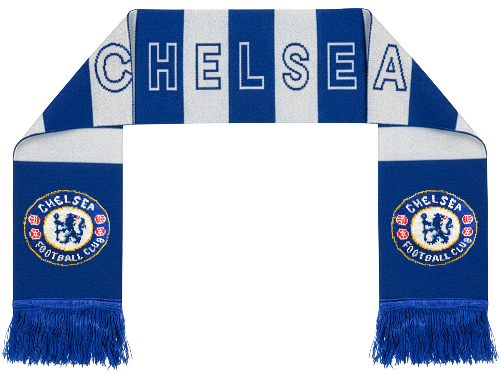 Chelsea fc fringe scarf blue white 100% acrylic 60 in official product