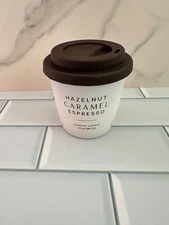 Hazelnut Caramel Expresso Scented Candle Glass 3 1/4 in H x 3 in W NEW