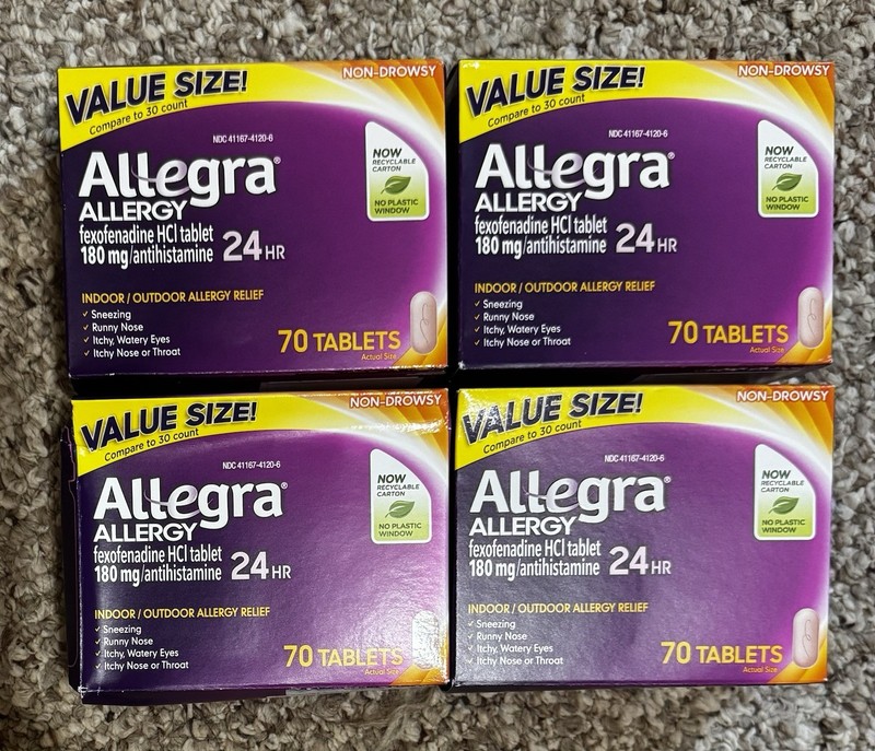 Allegra Allergy 24HR  180mg 70 Tablets... 4 BOXES - Exp. 06/2027
